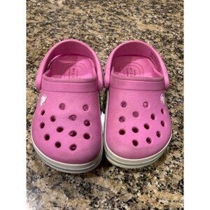 Pink, White and Green Crocs Size 6c